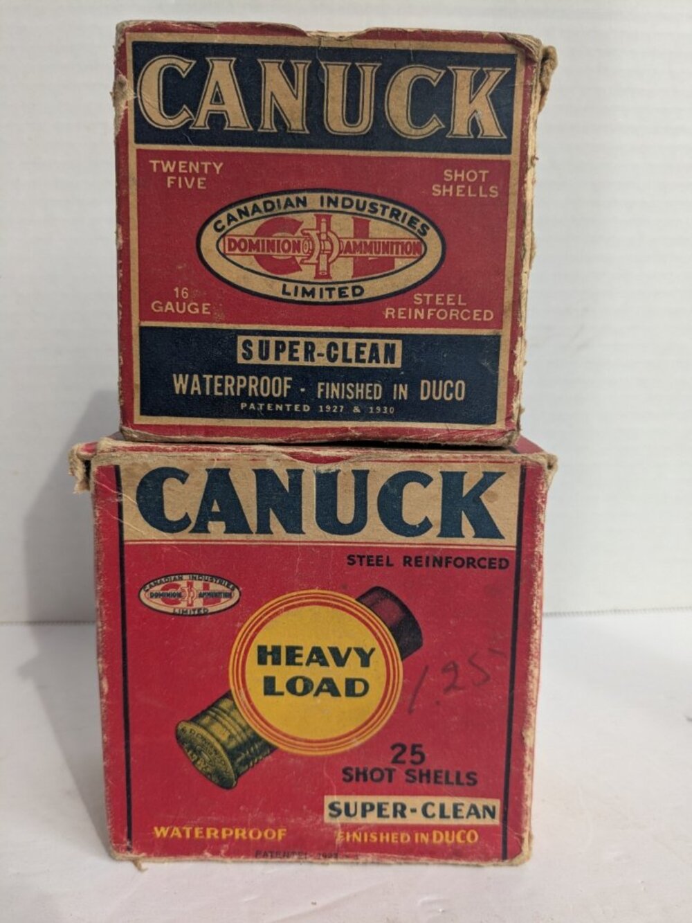 WWII Era CANUCK Shot Shell Boxes Empty Vintage Lot of 2 Canadian Industries